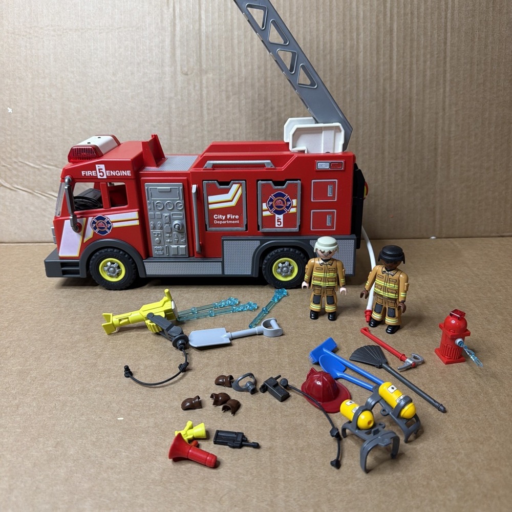 PLAYMOBIL City Action Fire Engine Truck + Firefighters